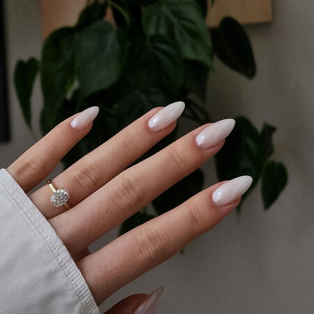 milky chrome nails