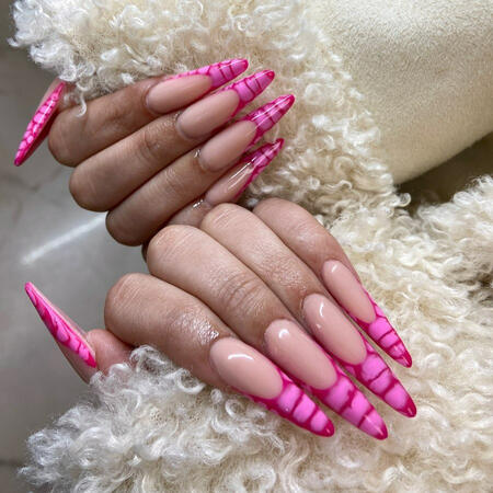 pink nails french
