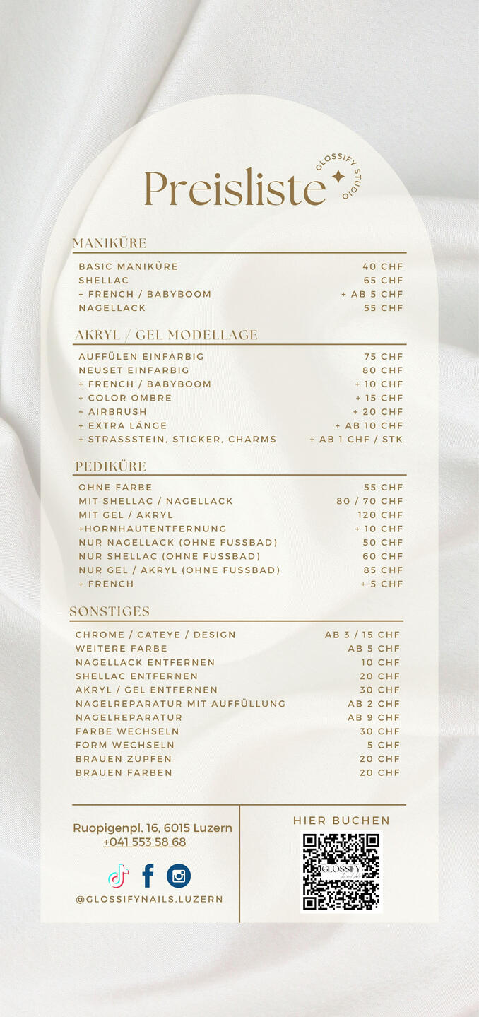 glossify studio pricelist